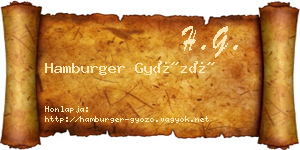 Hamburger Győző névjegykártya